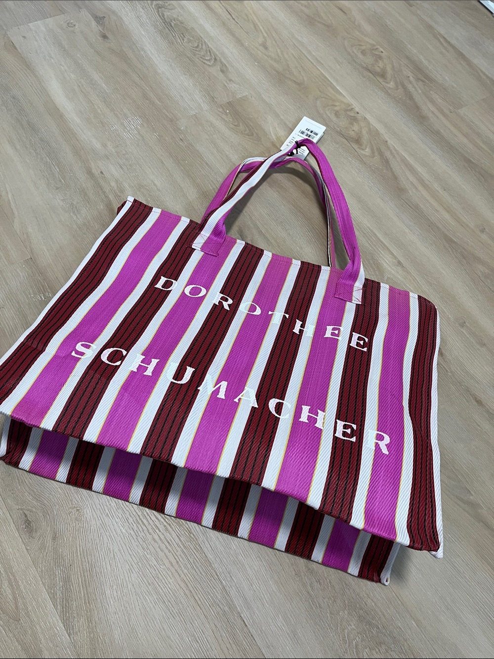 NWT Dorothee Schumacher Pink Nylon Stripes Tote Bag
